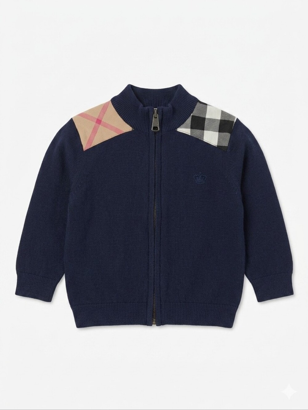 Burberry Baby Boy Navy Blue Knit Zip Cardigan Sweater 9M Excellent Condition